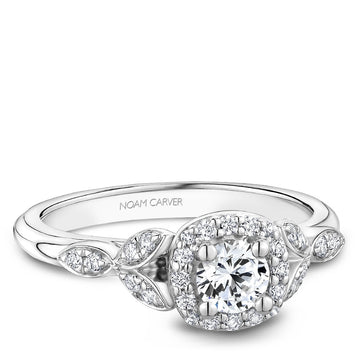 Noam Carver 14k White Gold Floral Inspired Engagment Ring