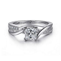 Gabriel & Co 14k White Gold Princess Cut Twist Engagement Ring