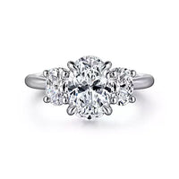 Gabriel & Co 14k White Gold Oval Three Stone Engagement Ring