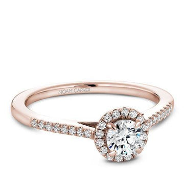 14K ROSE GOLD 0.25 ROUND DIAMOND HALO ENGAGEMENT RING - Appelt's Diamonds