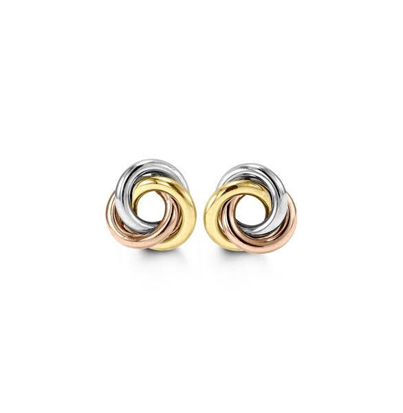 10K Tri-Coloured Open Knot Studs