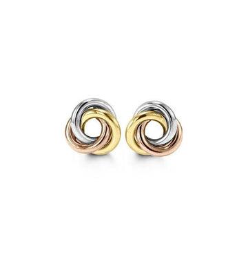 10K Tri-Coloured Open Knot Studs