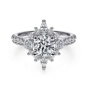 Gabriel & Co 14k Gold Star Halo Engagement Ring