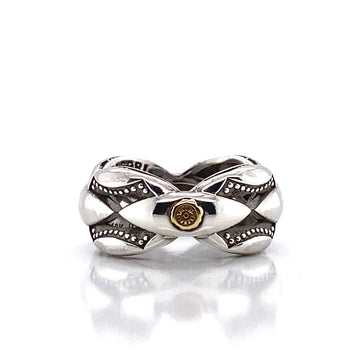 Silver & 18k White Gold Interlocking Ring