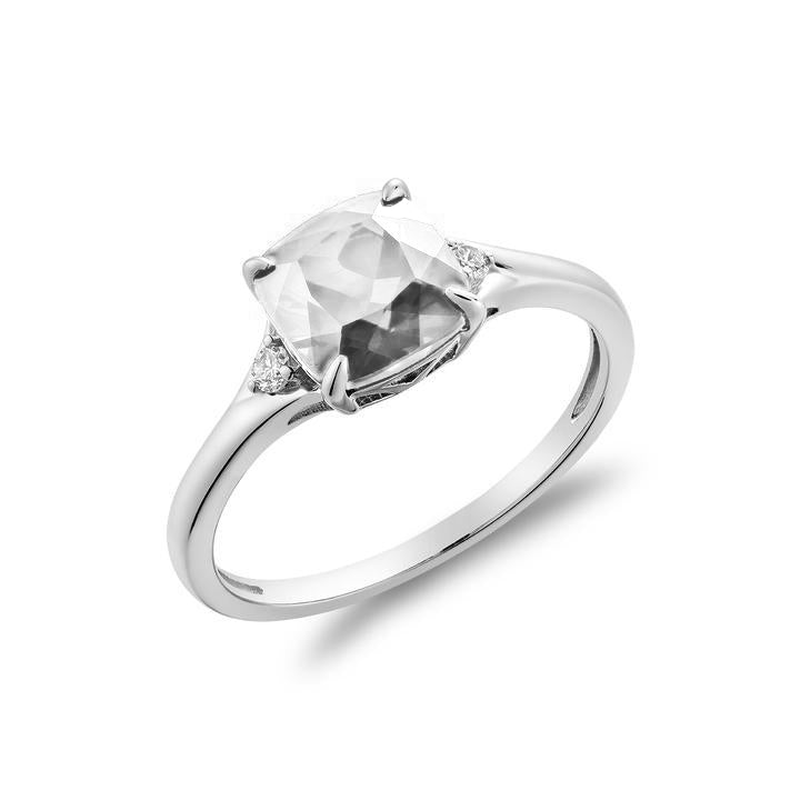 10k White Gold Diamond & Birthstone Fashion Ring