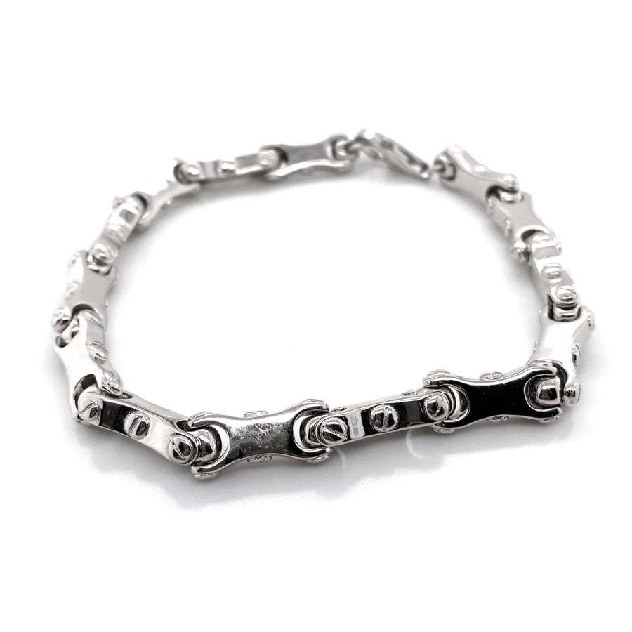 Silver 9" with Screw Head Design Bracelet