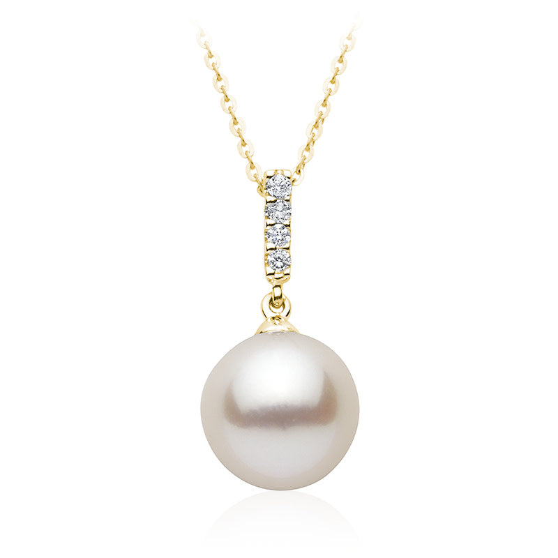 10k Gold White Pearl Diamond Necklace