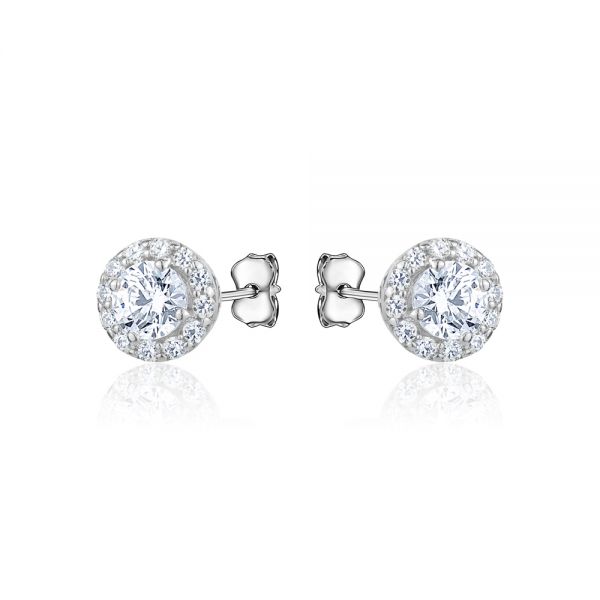 Cubic Zirconia Halo Studs