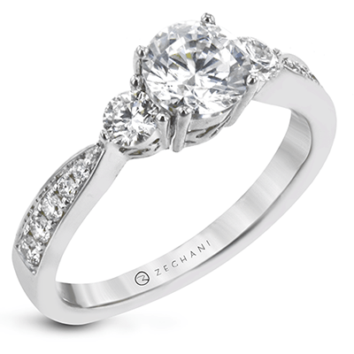 White Gold Diamond Three-Stone Engagement Ring