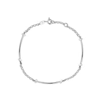 Silver Chain Link and Curved Bar Bracelet