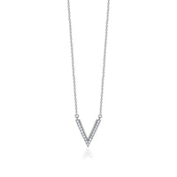 Silver V with Cz Necklace